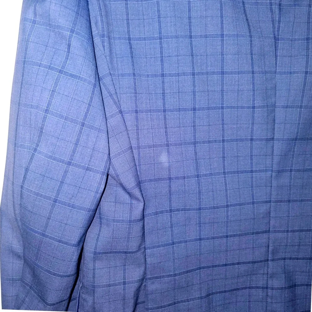 Austin Reed London Mens Blue Windowpane Check Two Button Blazer Sport Coat 42R